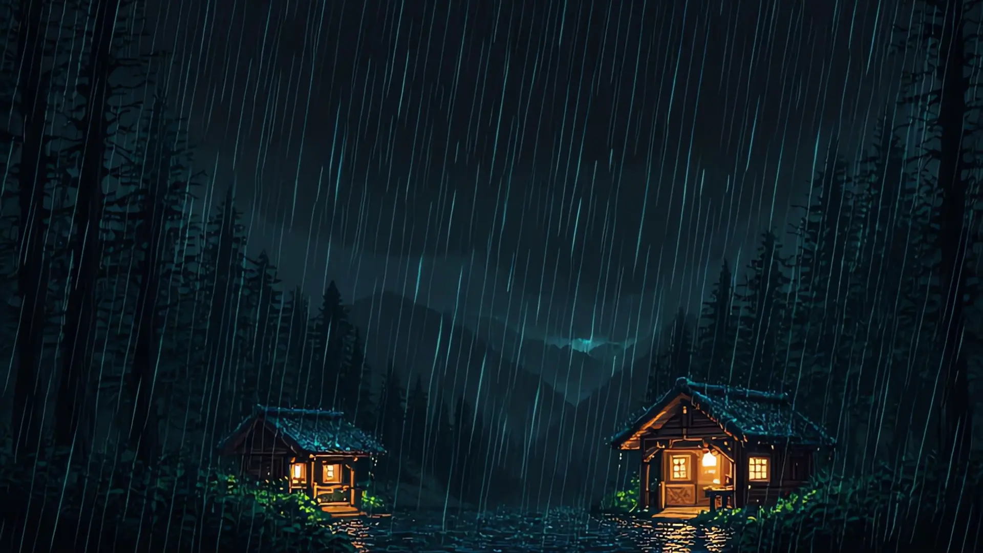 Rainy Forest Cabin live wallpaper for desktop