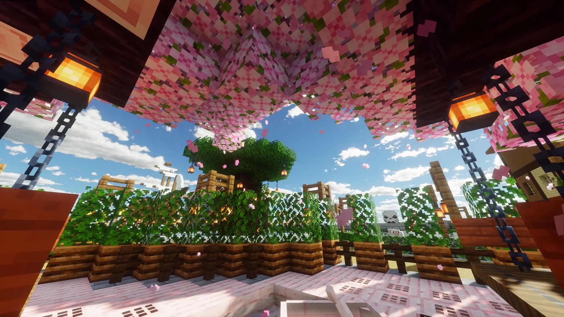 Minecraft Cherry Blossom Garden live wallpaper for desktop