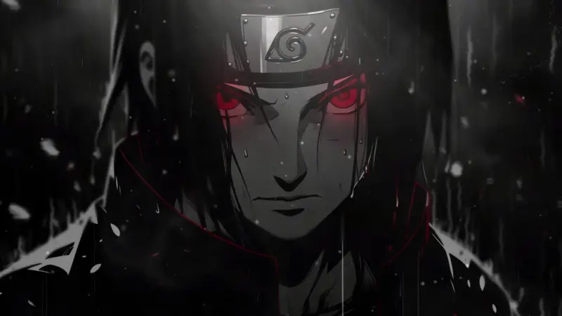 Itachi Uchiha Red Sharingan Rain