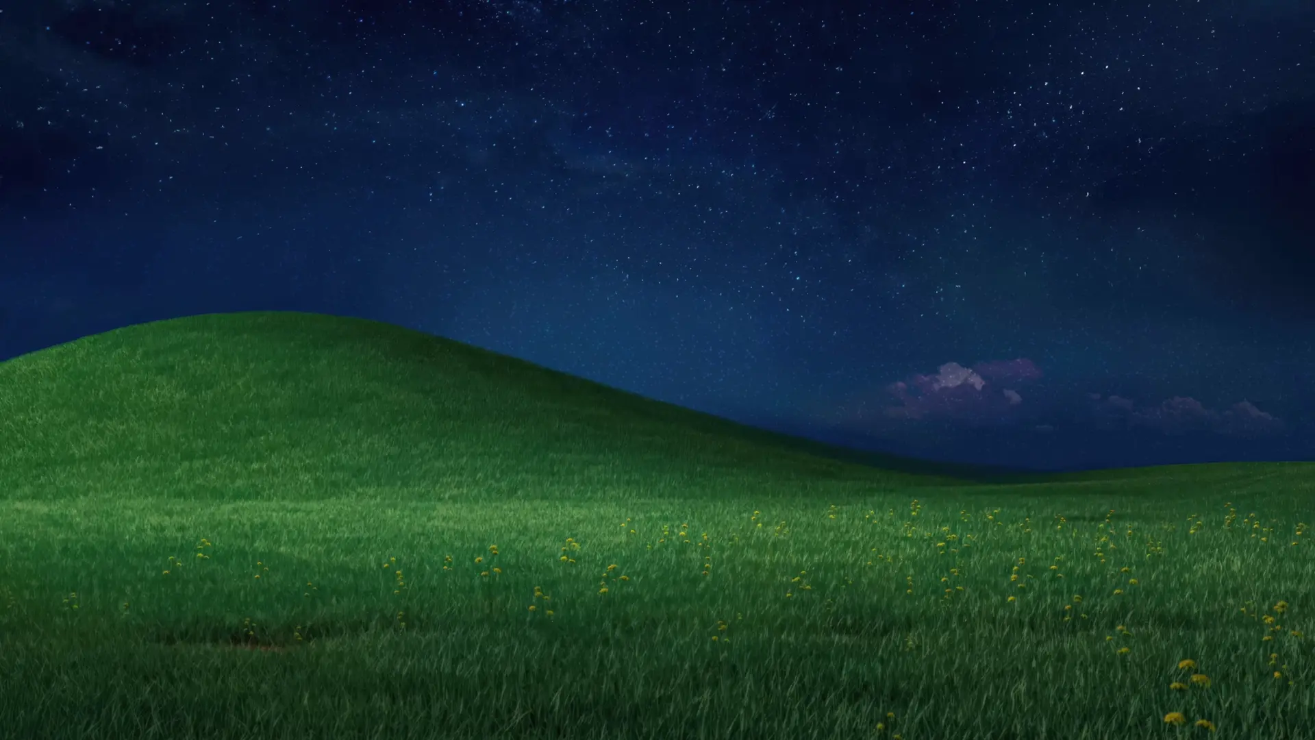 Windows XP Bliss sous les Étoiles fond d’écran animé pour ordinateur