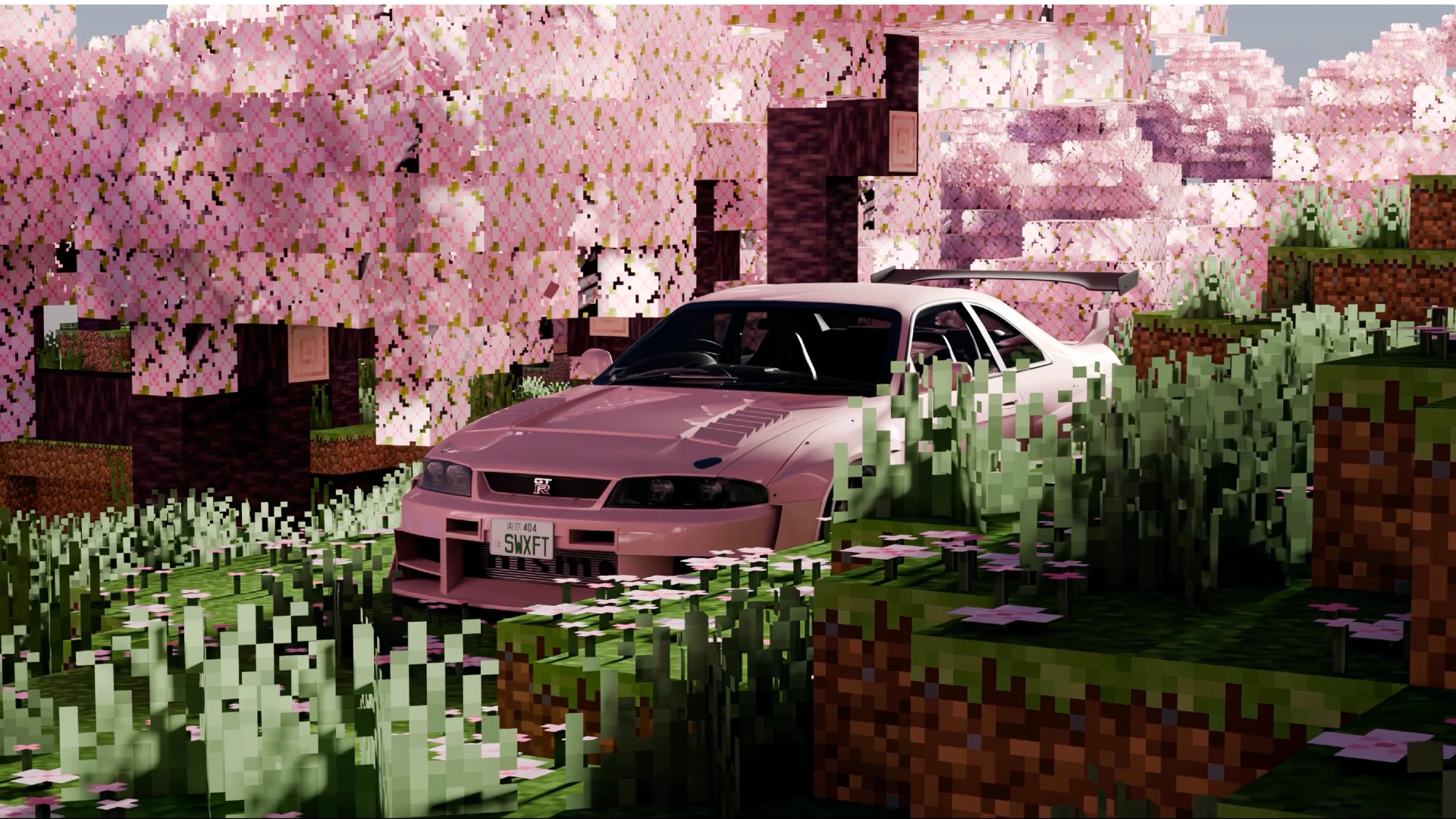 Nissan Skyline R33 X Minecraft live wallpaper for desktop