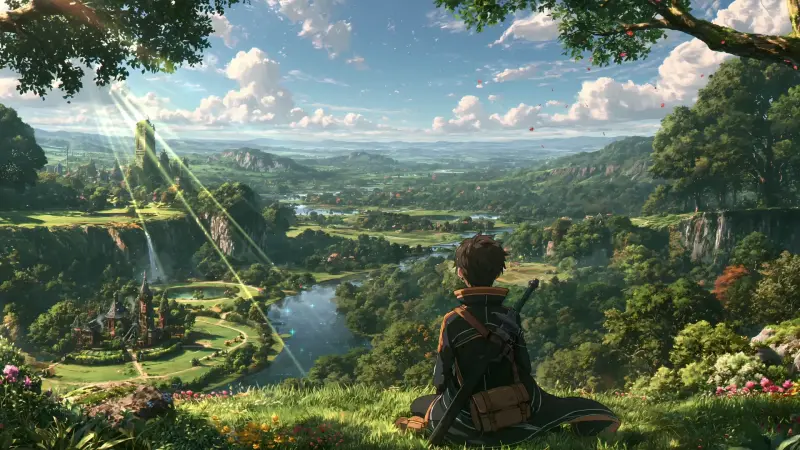 Fantasy Swordsman Overlooking the Kingdom