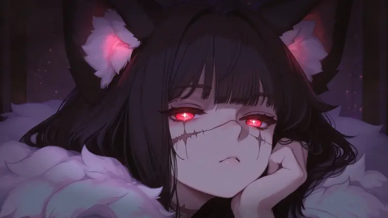 Crimson Eyes of Silence Dark Nekomimi
