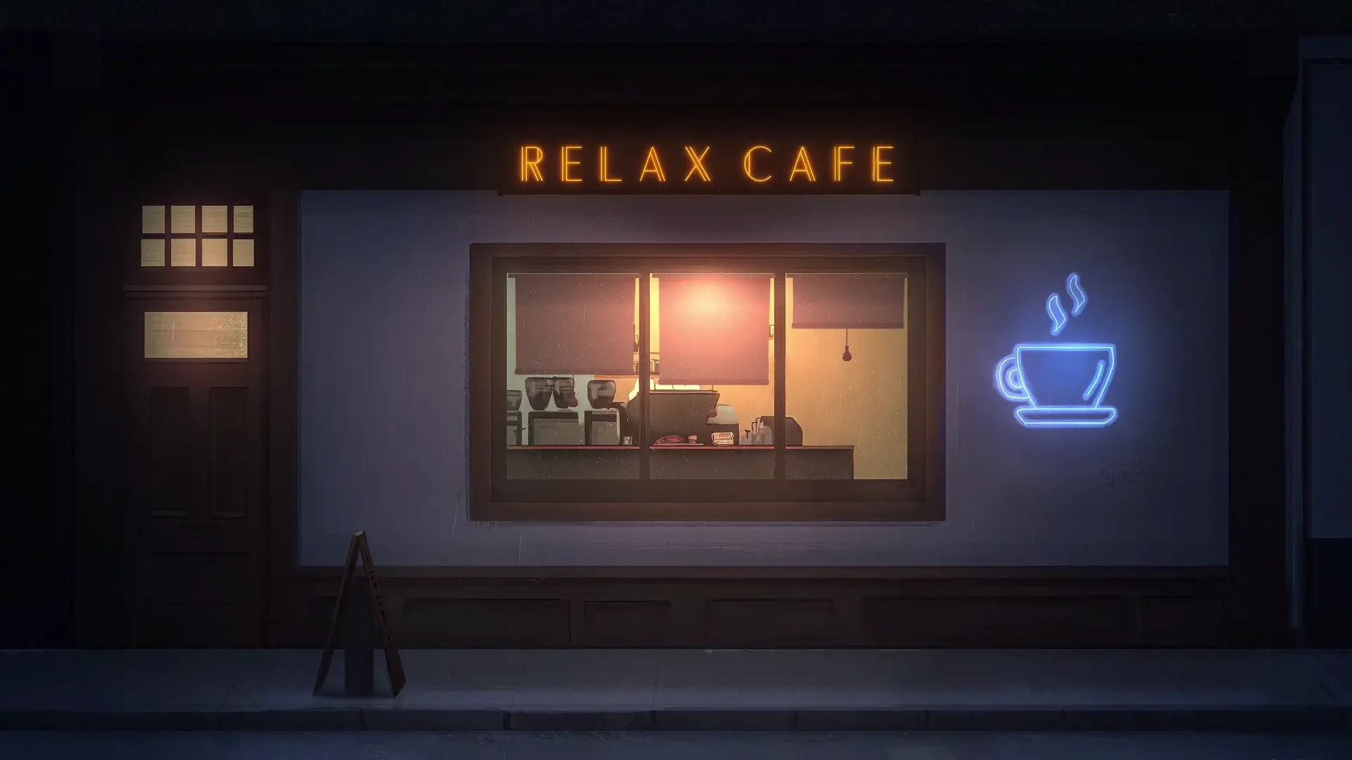 Relax Cafe Rainy Night live wallpaper for desktop